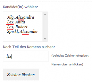 Beispiel bestimmter Kandidat
